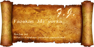 Fazekas Jávorka névjegykártya